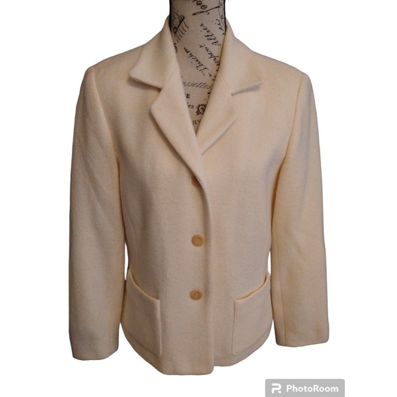 Talbots wool cream blazer Size 10p Boho Classic - Picture 2 of 9